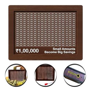 Hucha de madera retro con contador y bolígrafo borrable, para billetes de euro y francos suizos, caja de ahorro de monedas, regalo de vacaciones para niños - Product Image 2