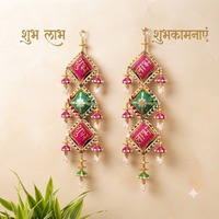 Décoration murale artisanale traditionnelle Gota Patla avec fleurs artificielles suspendues pour Diwali, mariages, fêtes et célébrations, décoration festive pour la maison