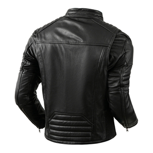 2026 AZORES SPORTS OEM Service Genuine Leather Men's Black Full Sleeve Quick Dry Breathable Eco-Friendly Leather Jacket - Product Image 6