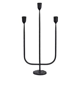 Decorative Hand Forged Aluminium <b>Black</b> Trident Candelabra Metal Tabletop <b>Candle</b> <b>Holder</b> with three Arms - Product Image 1