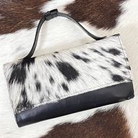 Nouvelle vente chaude Designer en cuir de vachette véritable pochette sac à main pochette portefeuille cheveux noirs sur cacher portefeuilles en cuir cadeau pour les femmes