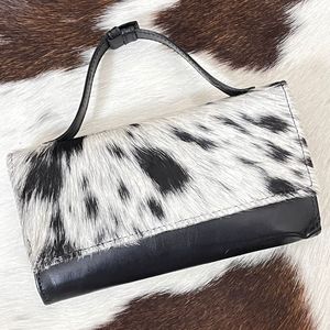 New Hot Selling Designer Genuine Cowhide Leather Clutch Purse Pouch <b>Wallet</b> Black Hair on Hide Leather <b>Wallets</b> Gift for Women's - Product Image 4