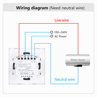 Interrupteur Tactile Intelligent Tuya Smart US WiFi 20A 240V pour Chauffe-Eau, Contrôle Vocal via l'Application Smart Life, pour Automatisation d'Appareils Domestiques DS-161
