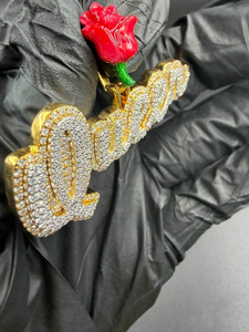 Moissanite Queen Rose Pendant Iced Out <b>Custom</b> Script <b>Name</b> Hip Hop Luxury Statement <b>Necklace</b> Streetwear Jewelry For Women - Product Image 4