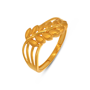 Striking Leafline Gold <b>Ring</b> Elegant Interlocking Heart Design Gold Tone Statement Fashion <b>Ring</b> <b>for</b> Women and <b>Girls</b> - Product Image 1