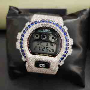 Montre de luxe en acier inoxydable avec diamants en moissanite et caoutchouc, ornée de diamants bleus DOPE JEWELLS - Product Image 2