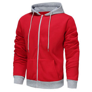 Sudadera con capucha de colores contrastantes con cremallera, chaqueta de forro polar bicolor, sudadera con capucha de bloque de color con cremallera completa, puños y cintura acanalados. - Product Image 5