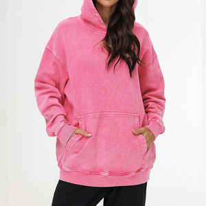 Sudadera con capucha informal de invierno con efecto desgastado para mujer, manga larga, longitud regular, unisex, estilo descolorido por el sol, la más vendida - Product Image 4