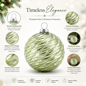 Vinita Impex - Adorno Navideño de Cristal Verde Salvia Moderno y Lujoso de 3 Pulgadas, Decoración Colgante para Árbol, Ecológico y Festivo - Product Image 5
