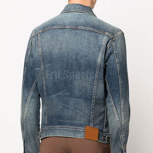 Chaqueta de Mezclilla para Hombre con Logotipo Personalizado, de Alta Calidad y Bajo Precio, Talla Grande, Chaqueta de Invierno Personalizada con Cuello Alto y Logotipo en la Parte Delantera - Product Image 4