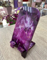 Support de téléphone portable en bois et résine avec des paillettes dorées, design bleu, moderne, DIY, de haute qualité, décoration d'intérieur, cadeau, support de bureau