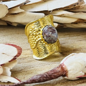 New Arrival Agate <b>Ring</b> Boho Floral <b>Statement</b> <b>Ring</b> For Women Brass 18k Gold Plated Jewelry Bohemian Band Wholesale <b>Ring</b> - Product Image 3
