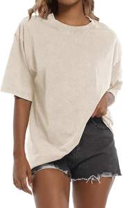 Camiseta Extra Grande para Mujer, Estilo Vintage Retro, Lavado Ácido, 100% Algodón, Hombros Caídos, Multicolor, Logotipo Personalizado, 240 GSM, Fabricación OEM - Product Image 5