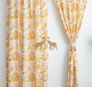Rideaux en coton fleuri imprimés à la main, ensemble de rideaux traditionnels indiens pour la maison, la chambre et le salon - Product Image 5
