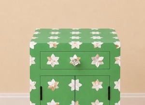 Modern Luxury Mother of Pearl Inlay <b>Green</b> <b>Bedside</b> Cabinet & Nightstand Bedroom Furniture for Home Customized Size - Product Image 3
