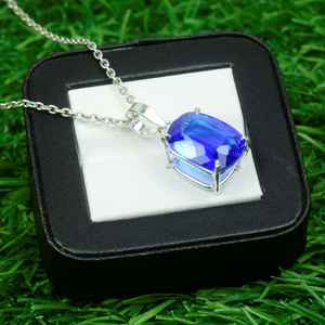 Pendentif délicat en Tanzanite, argent sterling 925, fait main, bijoux en pierre précieuse naturelle, cadeau pour femme, bijoux fins - Product Image 2