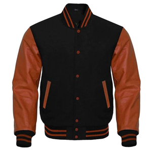 Veste universitaire pour homme, corps en laine, manches en cuir, broderie personnalisée, veste Letterman, fournisseur en gros OEM, streetwear - Product Image 4
