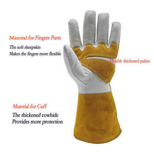 High Quality Leather Material Custom Logo Plus Size Welding Safety <b>Gloves</b> Heat Resistant Anti-slip Kevlar Liner Welder <b>Gloves</b> - Product Image 4