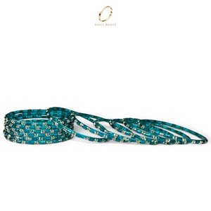 Collection de mariage : Bracelets en verre bleu goutte de pluie de Cachemire, faits à la main, plaqués or, avec décorations en cristal, pour la mode féminine, vente en gros - Product Image 5