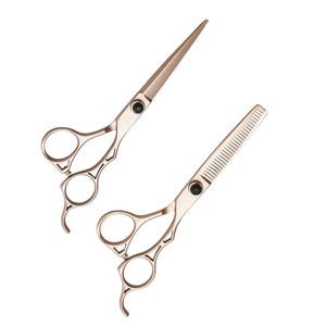 Custom Made Right-Handed Stainless Steel <b>Barber</b> Scissors Kit with Thinning Shears Blunt <b>Blade</b> Tips 28 Teeth Short Handle - Product Image 6