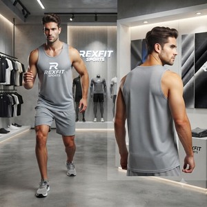REXFITSPORTS 2026 Camiseta Deportiva Personalizada para Hombre, Camiseta sin Mangas Transpirable para Gimnasio, Chaleco de Entrenamiento Físico de Marca Privada - Product Image 2