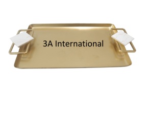 3A International Handmade Commercial Grade Round <b>Mirrored</b> Serving <b>Trays</b> <b>with</b> Handle Polished Metal Finish Restaurant Use - Product Image 5