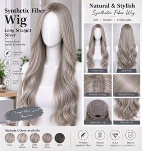 Perruque Lace Front en fibre haute température résistante à la chaleur, ondulations lâches et ondulations naturelles pour femmes - Product Image 6