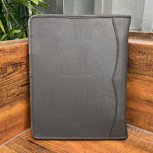 Multi-feature A4 Length Paper Zipper Hand Tooled Leather Business Conference Folder Portfolio Time <b>Table</b> Notebook With Card Slot - Product Image 6