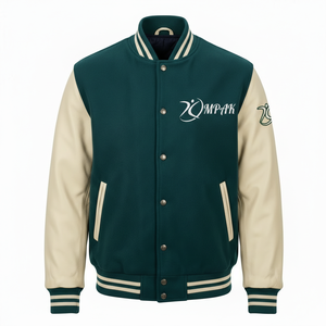 Vintage University Hooded Winter Varsity <b>Jacket</b> Polyester/Cotton Sleeves Contrast Front Logo Professional American Style - Product Image 1