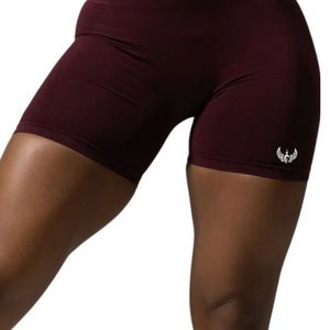 <b>Womens</b> Burgundy High Waist Gymwear <b>Shorts</b> Stretch <b>Compression</b> Fitness Workout Training Yoga Activewear Performance Wear - Product Image 5