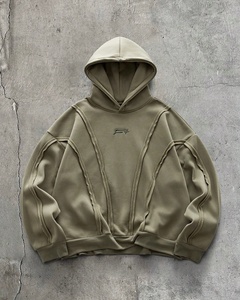 Sudadera con Capucha de Algodón Grueso de Diseño Nuevo OEM para Hombre, Estilo Retro con Costuras Expuestas, Gráficos Personalizados, Ropa Urbana Futurista - Product Image 6