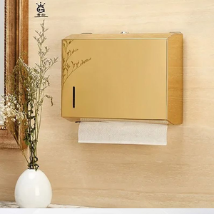 Distributeur de mouchoirs mural en métal doré avec une finition miroir élégante et des gravures florales. Disponible à prix de gros. - Product Image 1