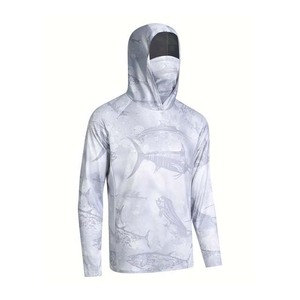 เสื้อฮู้ดดี้ตกปลาแขนยาวสำหรับผู้ชาย UPF 50 พิมพ์ลายแบบซับลิเมชั่น ป้องกันรังสียูวี ป้องกันแสงแดด สำหรับผู้ใหญ่ - Product Image 2