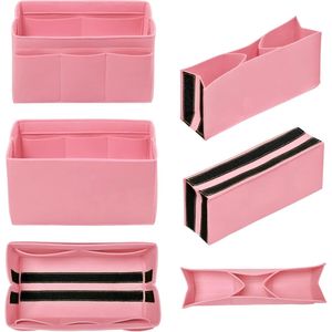 Large for <b>Pink</b> Felt Bag Organizer Insert for Tote and Handbag 14 Pockets <b>Purse</b> Organizer Bag Charms Product - Product Image 3