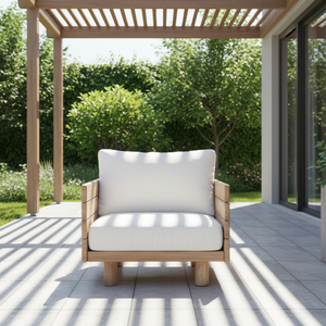 Modern Hotel Outdoor Teak <b>Sofa</b> with Weather Resistant Quick-Dry Cushion for Courtyard & Living Room Use - Product Image 3