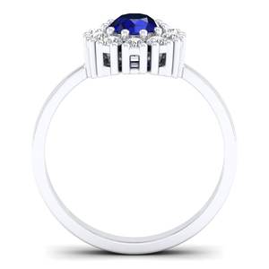 แหวนหมั้น REYES Solitaire เงินแท้ 925 ประดับเพชรโมอิสซาไนต์รับรองโดย GRA พร้อมพลอยไพลินสีน้ำเงิน ของขวัญวันเกิด เครื่องประดับชั้นดี - Product Image 4