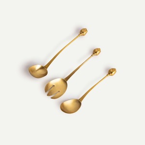 Contemporary Metal Salad <b>Serving</b> Set Decorative Flatware for Restaurant and Cafe <b>Serving</b> Use - Product Image 1