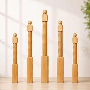 Poteaux d'escalier en bois massif EFS NP02, colonnes d'escalier modernes sculptées, pièces d'architecture intérieure durables, garantie 1 an, usage commercial - Product Image 1