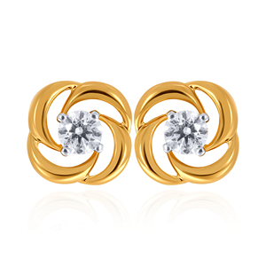 Elegante Anillo de Flor Chapado en Oro con Cristal Transparente Redondo Brillante en el Centro, Diseño de Espiral Entrelazada, Joyería de Moda - Product Image 1