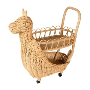 Carrito de Compras Infantil de Mimbre Ecológico Premium con Ruedas, Diseño de Ciervo, para Niños Pequeños, Juguete de Simulación - Product Image 2