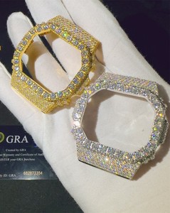 Kit de modification de boîtier de montre octogonal en acier inoxydable, serti de pierres style diamant, finition glacée, pour un look audacieux et tendance, cadre de mise à niveau - Product Image 6