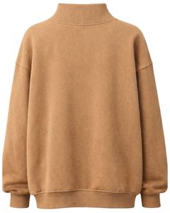 เสื้อสเวตเชิ้ตคอเต่าสีน้ำตาลอูฐสำหรับผู้หญิง ปักลายดอกไม้ แขนยาว สวมใส่สบายในฤดูหนาว ผ้าคอตตอนผสมเนื้อนุ่ม เสื้อผู้หญิง - Product Image 2