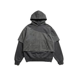 Sweat-shirt à capuche pour homme coupe classique 100% coton French Terry délavé effet vieilli avec poches couleur unie respirant séchage rapide pour l'automne - Product Image 1
