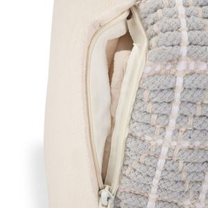 Noreen blu chiaro e bianco Pouf quadrato elegante Ottoman accento per sgabelli da soggiorno e ottomani - Product Image 3