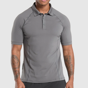 Polo à manches courtes en tricot uni pour homme, séchage rapide, vêtements de golf décontractés, gris, polos de golf de qualité supérieure pour les joueurs professionnels - Product Image 1
