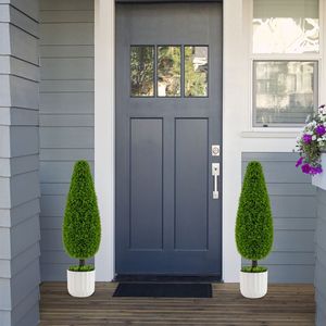 ชุดต้นไม้ประดิษฐ์รูปทรงหยดน้ำ 2 ต้น ขนาด 3 ฟุต ทำจากไม้ซีดาร์ พร้อมกระถางพลาสติก สำหรับตกแต่งสวนหรือบ้านของคุณ - Product Image 3