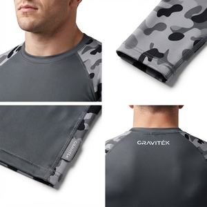 Haut de compression tactique camouflage à manches longues pour hommes, idéal pour le MMA, le BJJ, le grappling et le fitness - Couche de base couleur anthracite - Product Image 4