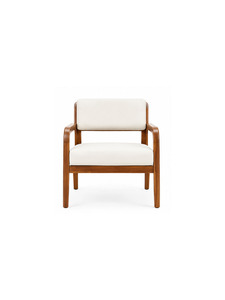 Sillón Moderno de Madera Maciza con Asiento y Respaldo Tapizados, Diseño de Mediados de Siglo para Sala de Estar y Muebles de Salón - Product Image 2