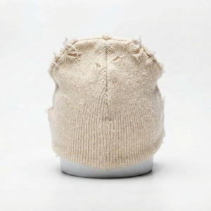 Gorro de punto cremoso para hombre, gorro de invierno con dobladillo, gorro unisex estilo streetwear, gorro tipo calavera, accesorio de moda al por mayor con logotipo personalizado - Product Image 2