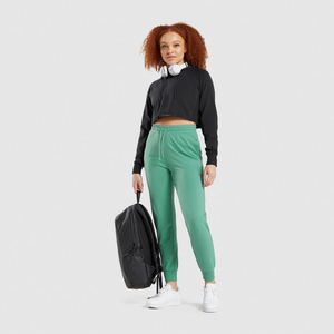 Pantalones de chándal de tela de punto con encaje de cintura alta y elástica para mujer, con logotipo personalizado, serigrafía OEM, gran oferta - Product Image 6